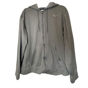 Nike Mens Large Therma Fit Full Zip Hoodie Gray Athletic Training Jacket